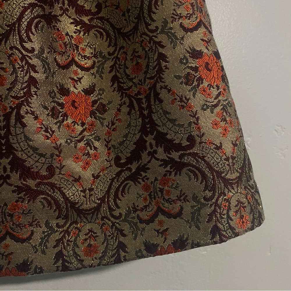 Kimchi Blue Urban Outfitters | Gold & Red Metallic Jacquard Mini Pleated Skirt - Picture 9 of 9